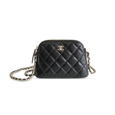 CHANEL LAMBSKIN QUILTED CLASSIC CLUTCH WITH CHAIN BLACK AP4000 (16*11*2.5cm)